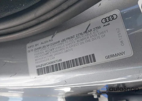 2016 Audi A6 3.0T Premium Plus из США, поврежденный, VIN WAUFGAFC4GN007248